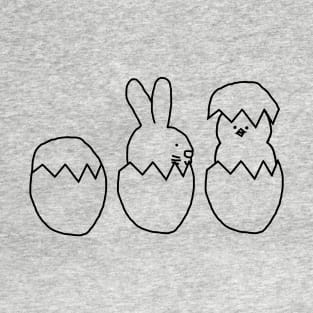 Easter Eggs Bunny and Chicken Minimal T-Shirt